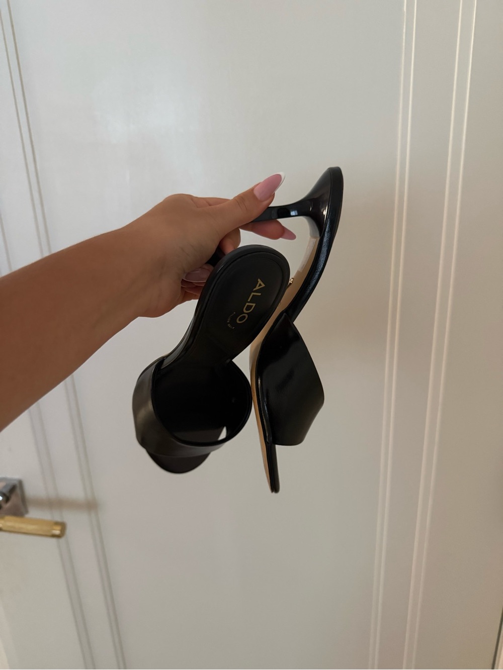 ALDO Black Patent Slide Mules